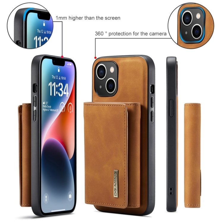 For iPhone 15 DG.MING M1 Series 3-Fold Multi Card Wallet Leather Phone Case(Brown) - HoMEdemic™ 