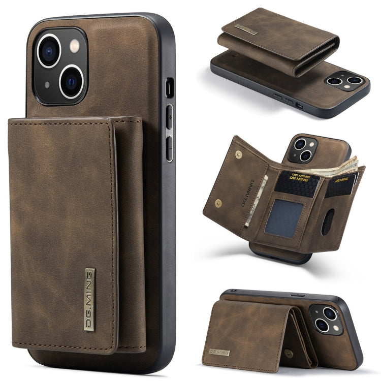 For iPhone 15 DG.MING M1 Series 3-Fold Multi Card Wallet Leather Phone Case(Coffee) - HoMEdemic™ 