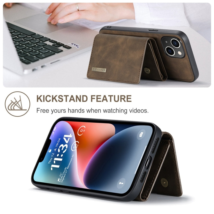 For iPhone 15 DG.MING M1 Series 3-Fold Multi Card Wallet Leather Phone Case(Coffee) - HoMEdemic™ 