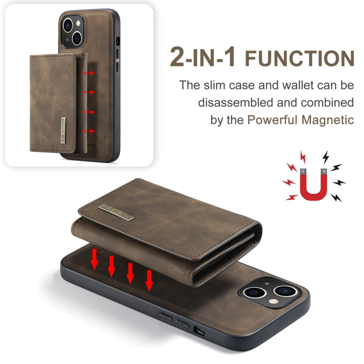 For iPhone 15 DG.MING M1 Series 3-Fold Multi Card Wallet Leather Phone Case(Coffee) - HoMEdemic™ 