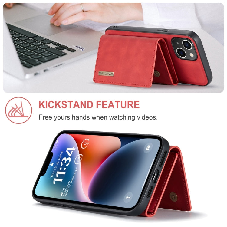 For iPhone 15 DG.MING M1 Series 3-Fold Multi Card Wallet Leather Phone Case(Red) - HoMEdemic™ 