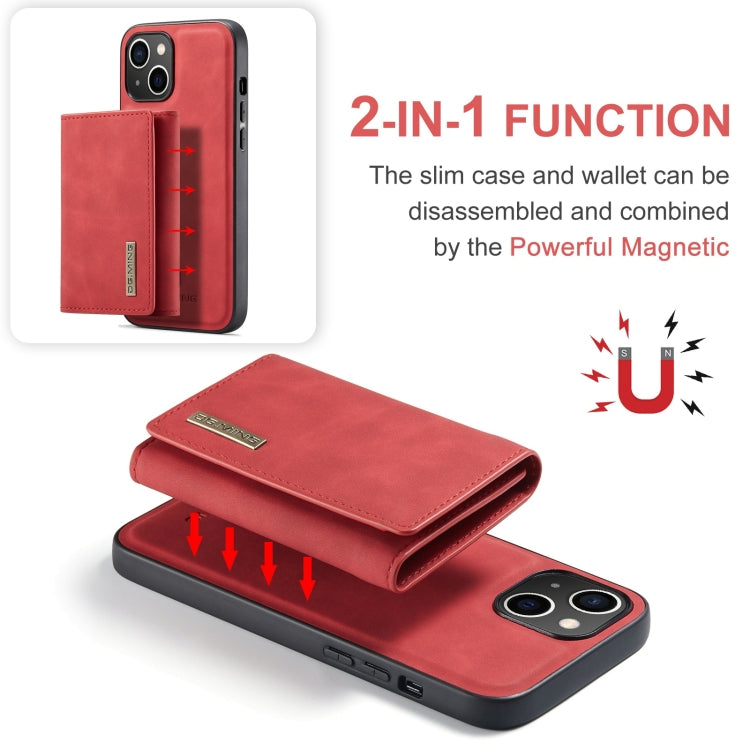 For iPhone 15 DG.MING M1 Series 3-Fold Multi Card Wallet Leather Phone Case(Red) - HoMEdemic™ 