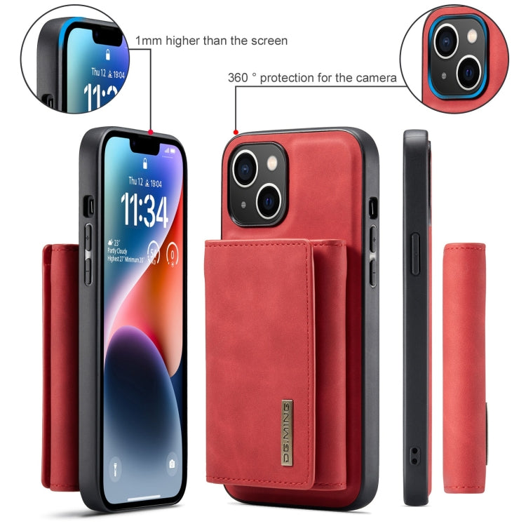 For iPhone 15 DG.MING M1 Series 3-Fold Multi Card Wallet Leather Phone Case(Red) - HoMEdemic™ 