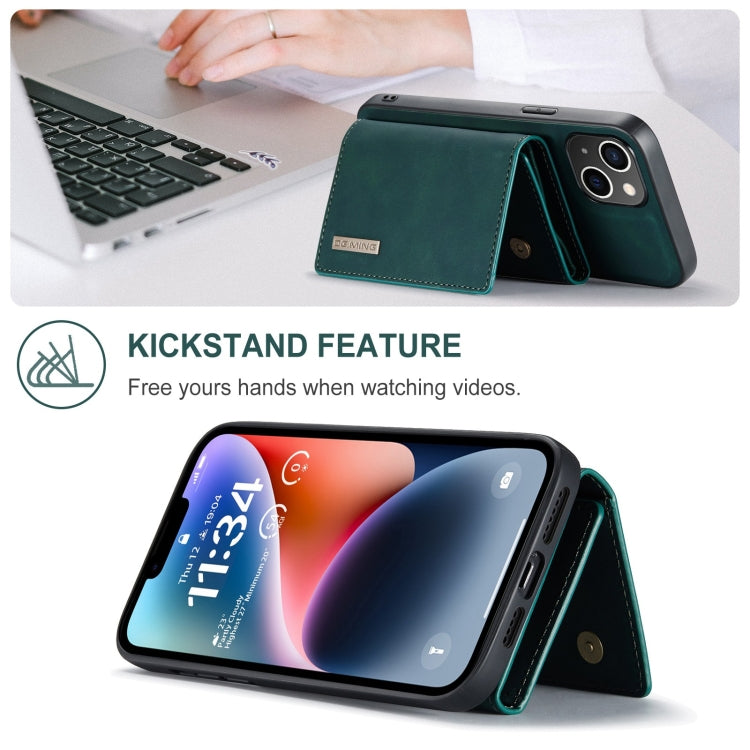 For iPhone 15 DG.MING M1 Series 3-Fold Multi Card Wallet Leather Phone Case(Green) - HoMEdemic™ 