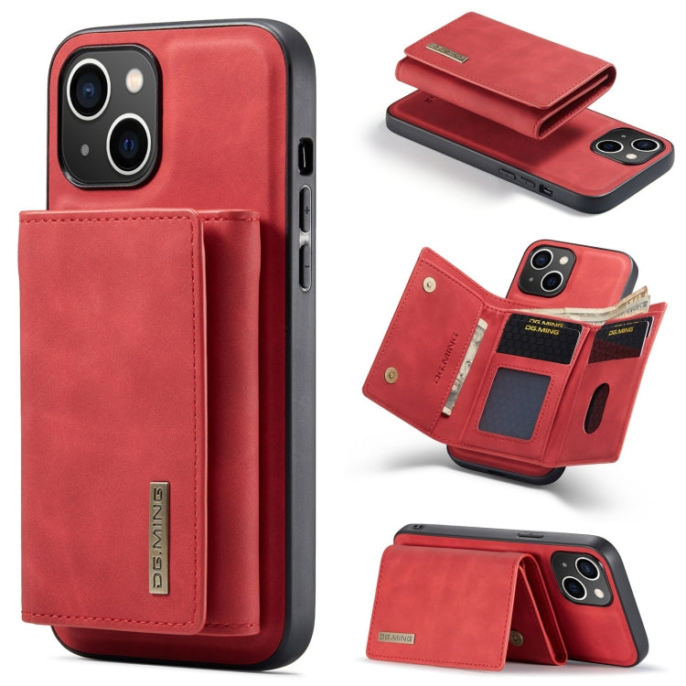 For iPhone 15 Plus DG.MING M1 Series 3-Fold Multi Card Wallet Leather Phone Case(Red) - HoMEdemic™ 
