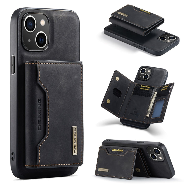 For iPhone 15 DG.MING M2 Series 3-Fold Card Bag Wallet Leather Phone Case(Black) - HoMEdemic™ 