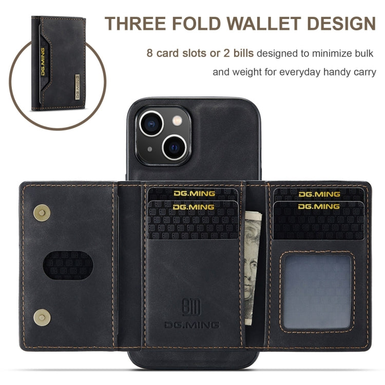 For iPhone 15 DG.MING M2 Series 3-Fold Card Bag Wallet Leather Phone Case(Black) - HoMEdemic™ 