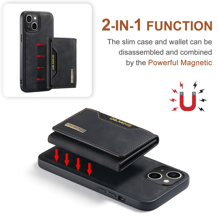 For iPhone 15 DG.MING M2 Series 3-Fold Card Bag Wallet Leather Phone Case(Black) - HoMEdemic™ 