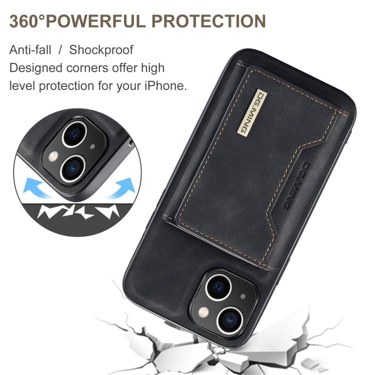For iPhone 15 DG.MING M2 Series 3-Fold Card Bag Wallet Leather Phone Case(Black) - HoMEdemic™ 