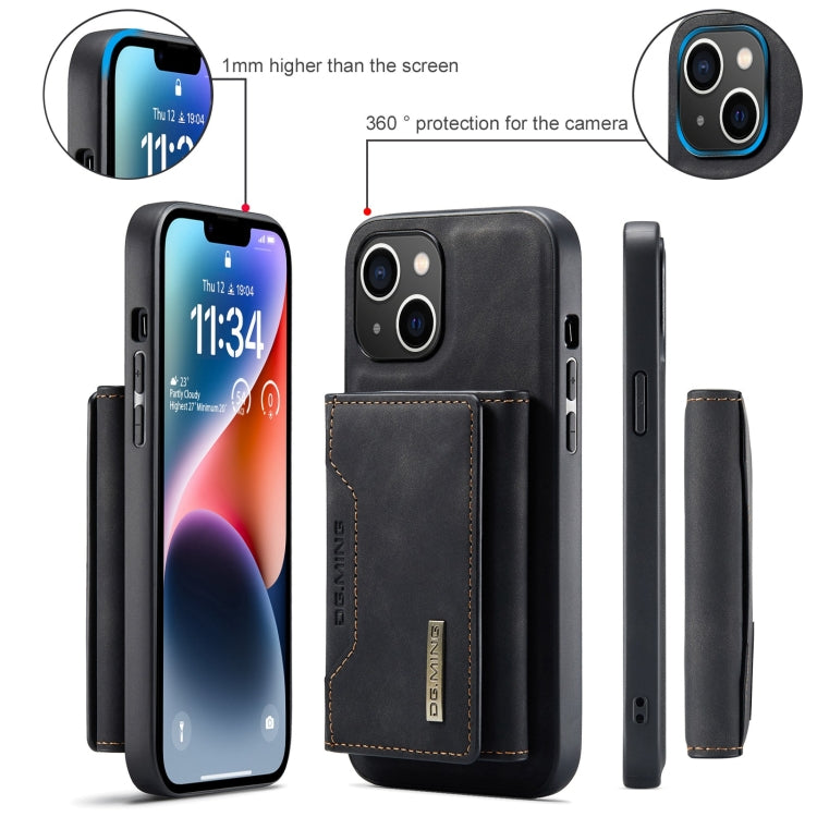 For iPhone 15 DG.MING M2 Series 3-Fold Card Bag Wallet Leather Phone Case(Black) - HoMEdemic™ 