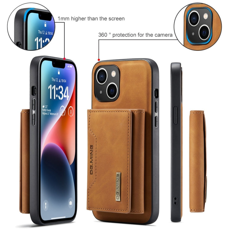 For iPhone 15 DG.MING M2 Series 3-Fold Card Bag Wallet Leather Phone Case(Brown) - HoMEdemic™ 