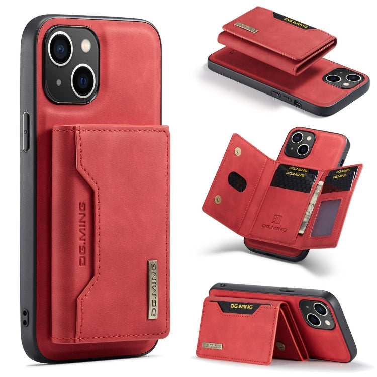 For iPhone 15 DG.MING M2 Series 3-Fold Card Bag Wallet Leather Phone Case(Red) - HoMEdemic™ 