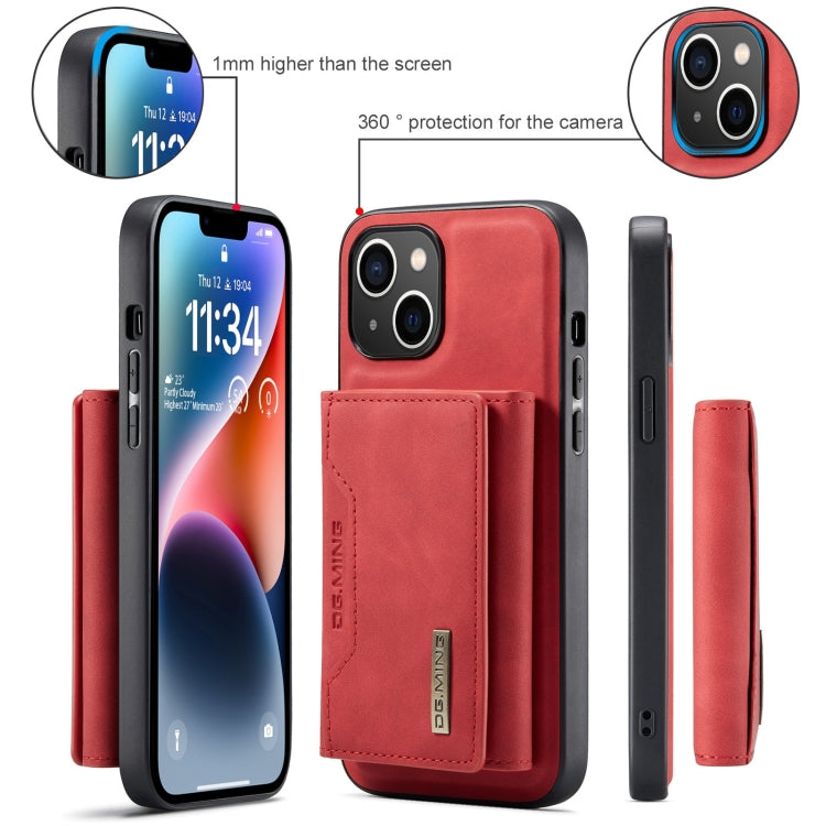 For iPhone 15 DG.MING M2 Series 3-Fold Card Bag Wallet Leather Phone Case(Red) - HoMEdemic™ 