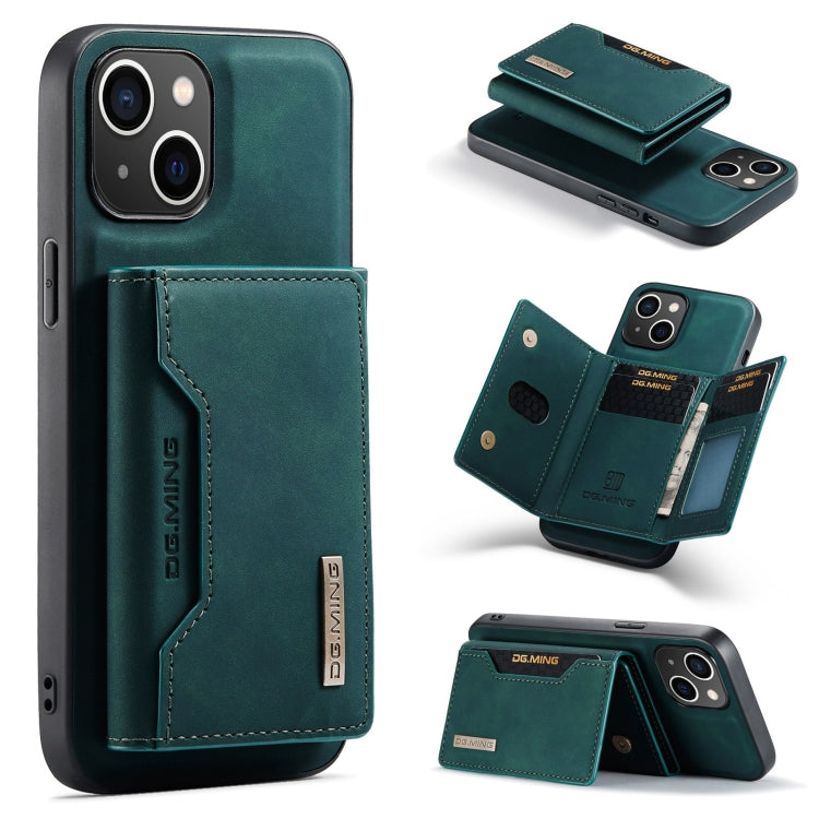 For iPhone 15 DG.MING M2 Series 3-Fold Card Bag Wallet Leather Phone Case(Green) - HoMEdemic™ 