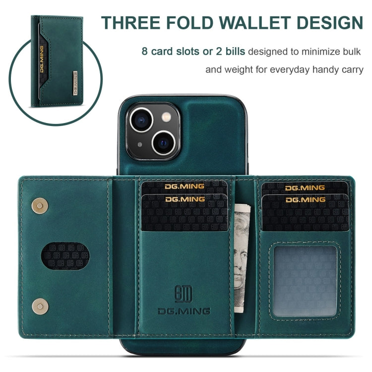 For iPhone 15 DG.MING M2 Series 3-Fold Card Bag Wallet Leather Phone Case(Green) - HoMEdemic™ 