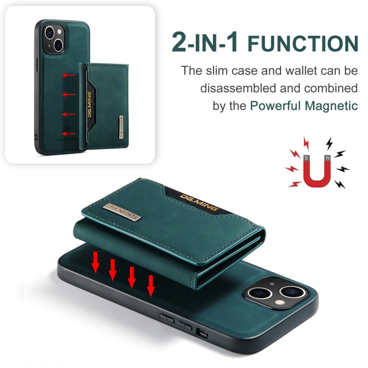 For iPhone 15 DG.MING M2 Series 3-Fold Card Bag Wallet Leather Phone Case(Green) - HoMEdemic™ 