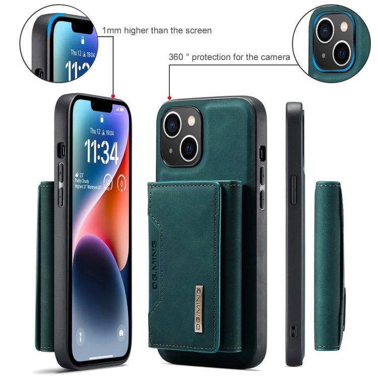 For iPhone 15 DG.MING M2 Series 3-Fold Card Bag Wallet Leather Phone Case(Green) - HoMEdemic™ 