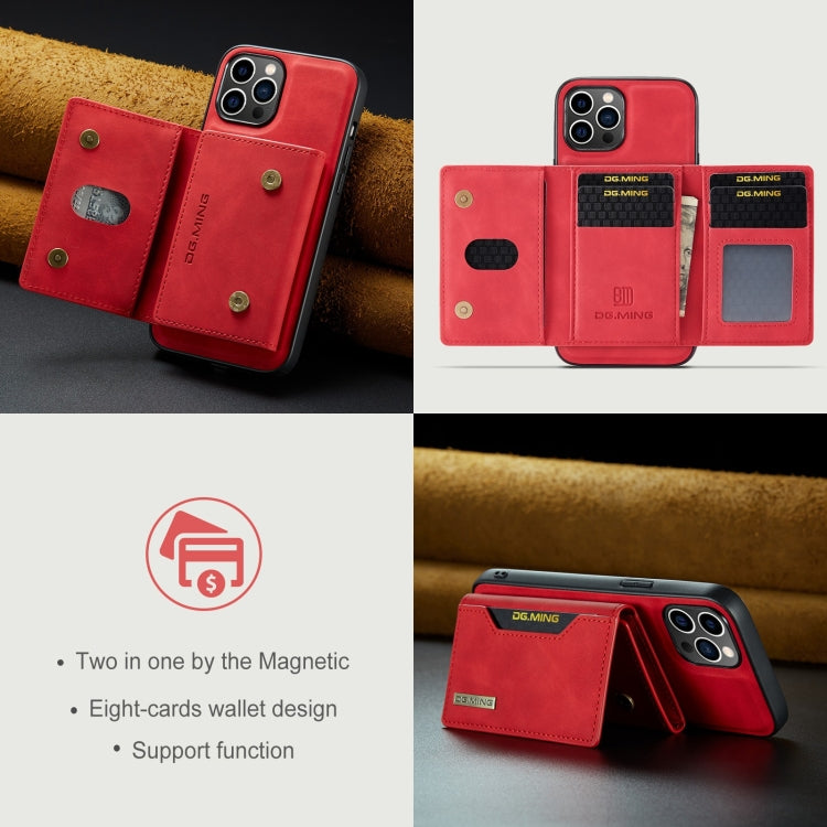 For iPhone 15 Pro Max DG.MING M2 Series 3-Fold Card Bag Wallet Leather Phone Case(Red) - HoMEdemic™ 