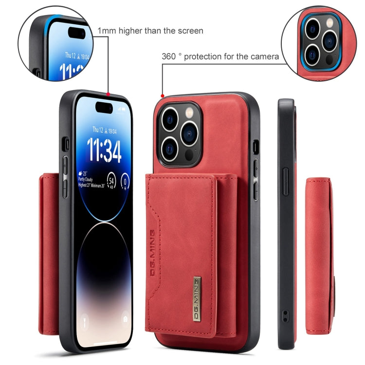 For iPhone 15 Pro Max DG.MING M2 Series 3-Fold Card Bag Wallet Leather Phone Case(Red) - HoMEdemic™ 