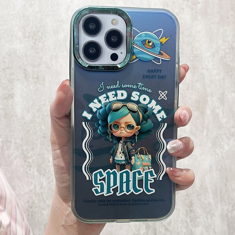 For iPhone 15 Pro Aurora Series Painted Pattern Phone Case(Black Wolf) - HoMEdemic™ 