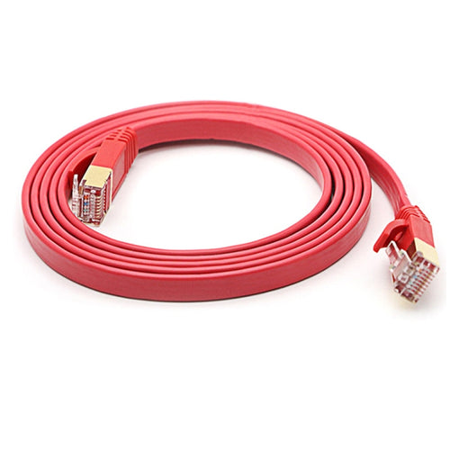 1m Gold Plated Head CAT7 High Speed 10Gbps Ultra-thin Flat Ethernet RJ45 Network LAN Cable(Red) - HoMEdemic™ 