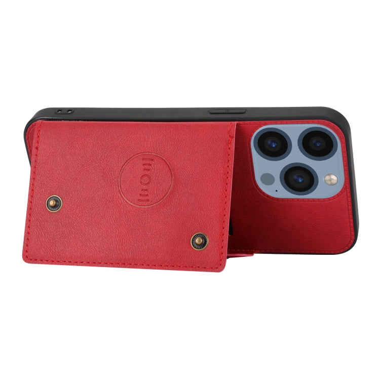 For iPhone 15 Pro Double Buckle Card Slots PU + TPU Phone Case(Red) - HoMEdemic™ 