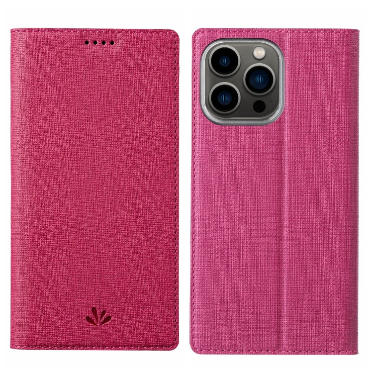 For iPhone 15 Pro ViLi DMX Series Shockproof TPU + PU Leather Magnetic Attraction Horizontal Flip Case(Rose Red) - HoMEdemic™ 