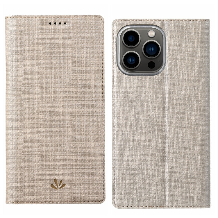 For iPhone 15 Pro ViLi DMX Series Shockproof TPU + PU Leather Magnetic Attraction Horizontal Flip Case(Gold) - HoMEdemic™ 