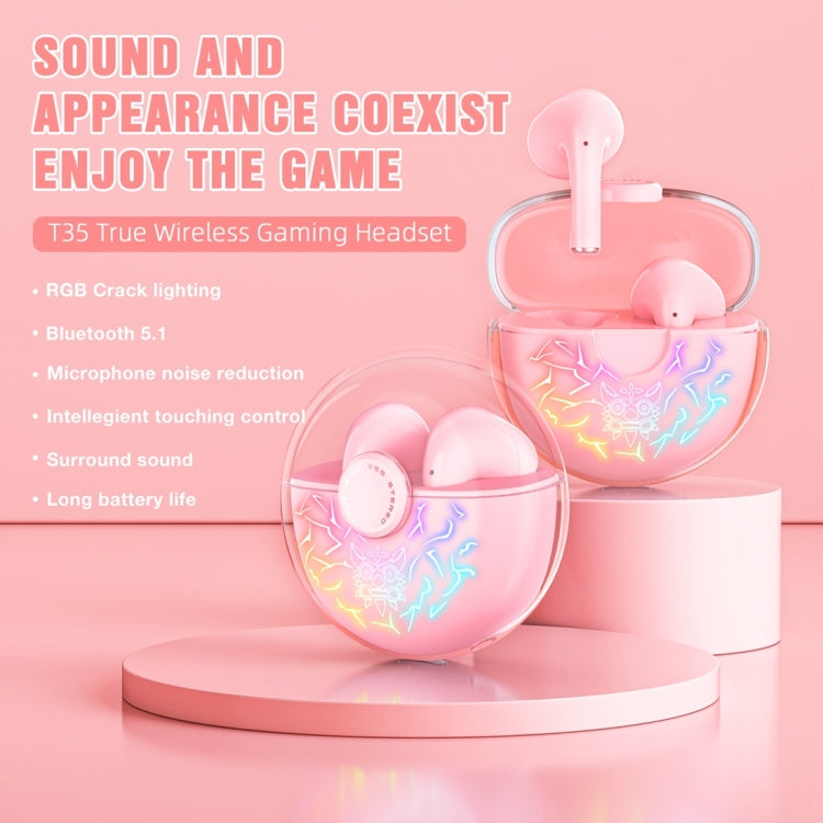 ONIKUMA T35 Bluetooth 5.1 TWS Wireless Bluetooth Gaming Earphone(Pink) - HoMEdemic™ 