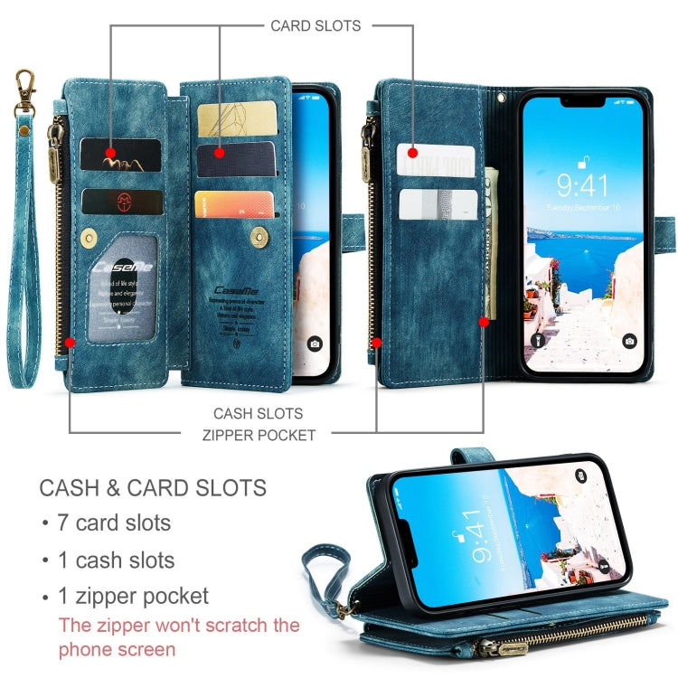 For iPhone 15 CaseMe C30 Multifunctional Leather Phone Case(Blue) - HoMEdemic™ 