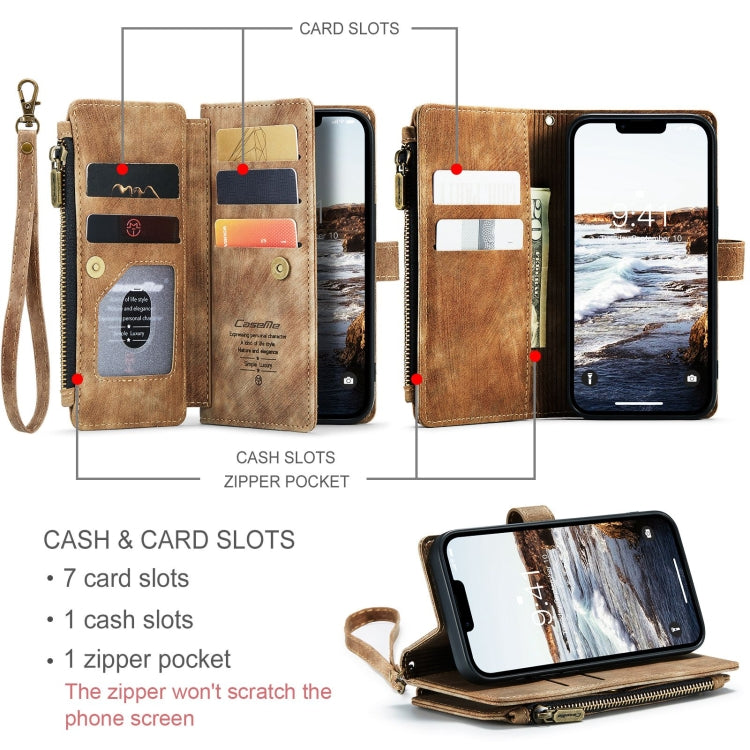 For iPhone 15 CaseMe C30 Multifunctional Leather Phone Case(Brown) - HoMEdemic™ 