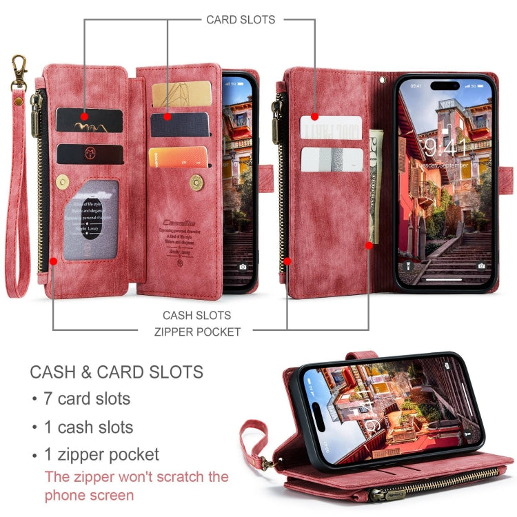 For iPhone 15 Pro CaseMe C30 Multifunctional Leather Phone Case(Red) - HoMEdemic™ 