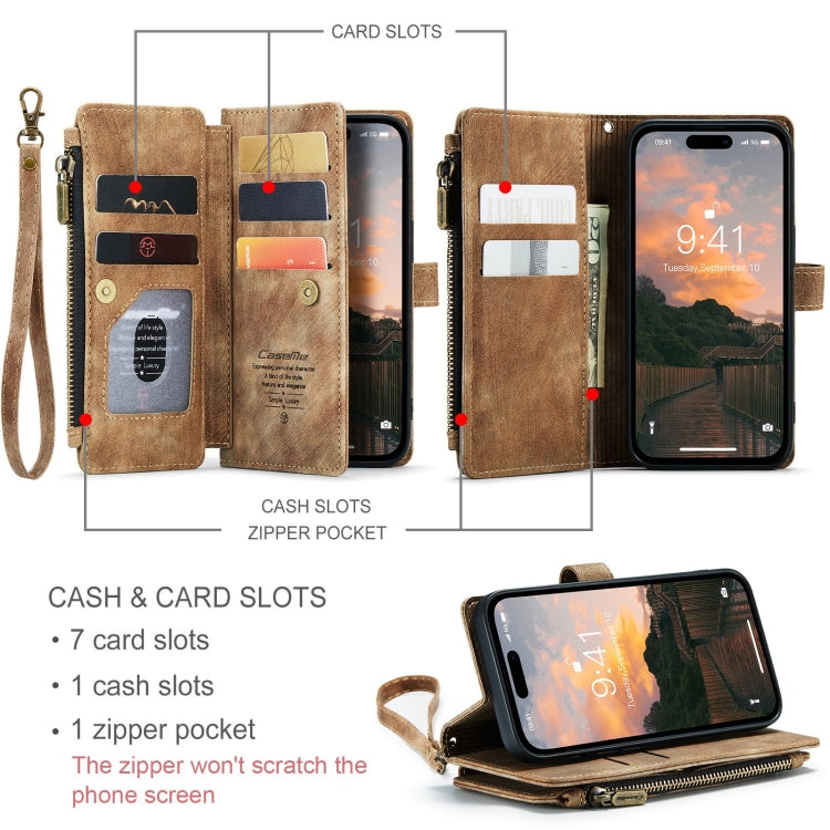 For iPhone 15 Pro CaseMe C30 Multifunctional Leather Phone Case(Brown) - HoMEdemic™ 