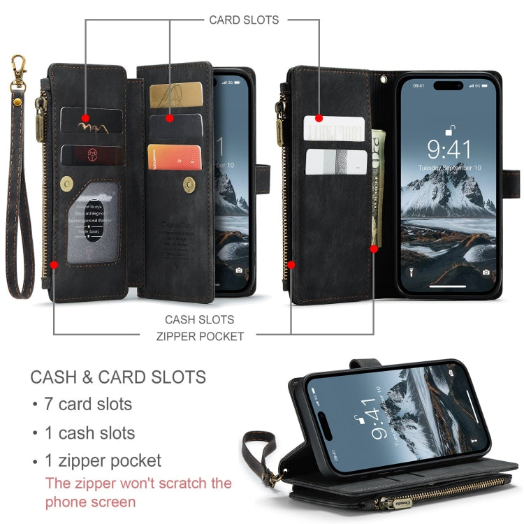 For iPhone 15 Pro CaseMe C30 Multifunctional Leather Phone Case(Black) - HoMEdemic™ 