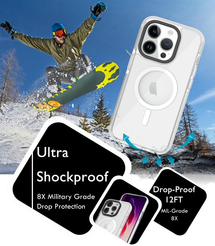 For iPhone 15 Pro Kingsteel Wolf MagSafe Transparent Phone Case(White) - HoMEdemic™ 