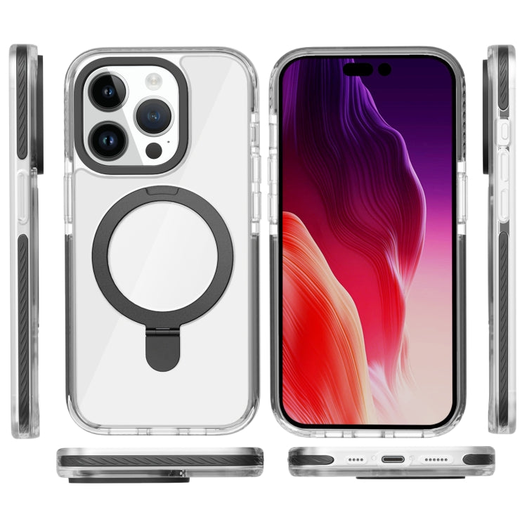 For iPhone 15 Pro Max Kingsteel Wolf MagSafe Holder Transparent Phone Case(Black) - HoMEdemic™ 