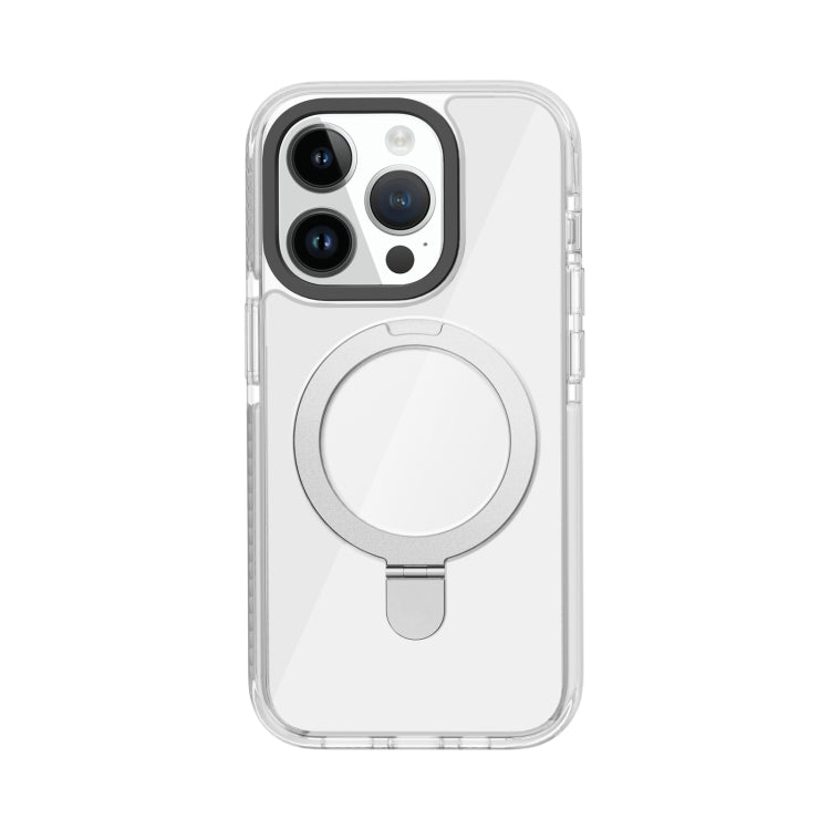 For iPhone 15 Pro Kingsteel Wolf MagSafe Holder Transparent Phone Case(White) - HoMEdemic™ 