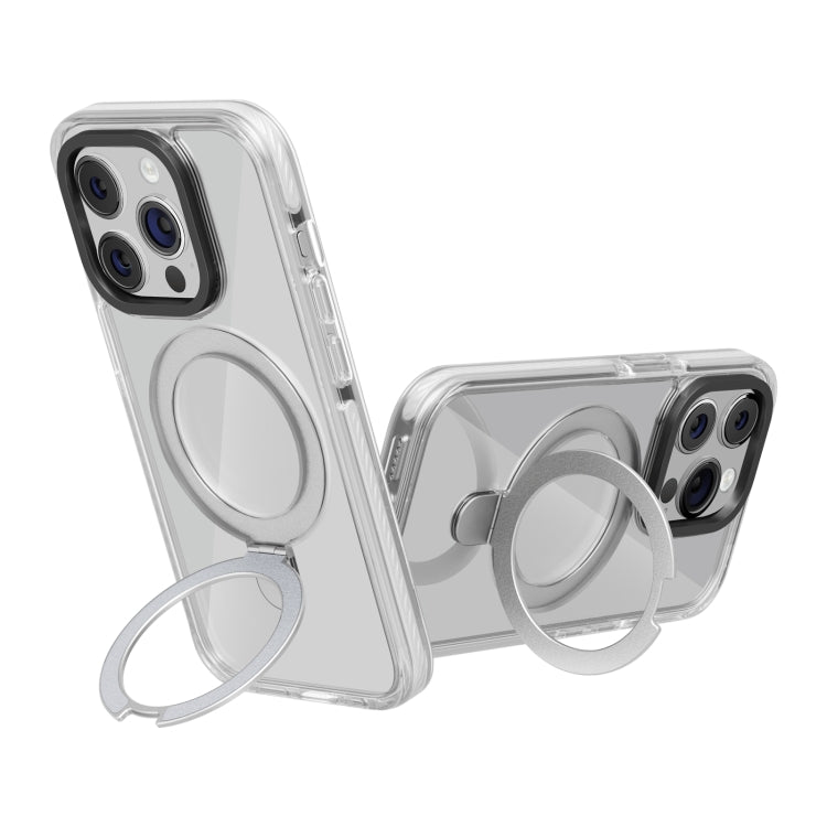 For iPhone 15 Pro Kingsteel Wolf MagSafe Holder Transparent Phone Case(White) - HoMEdemic™ 