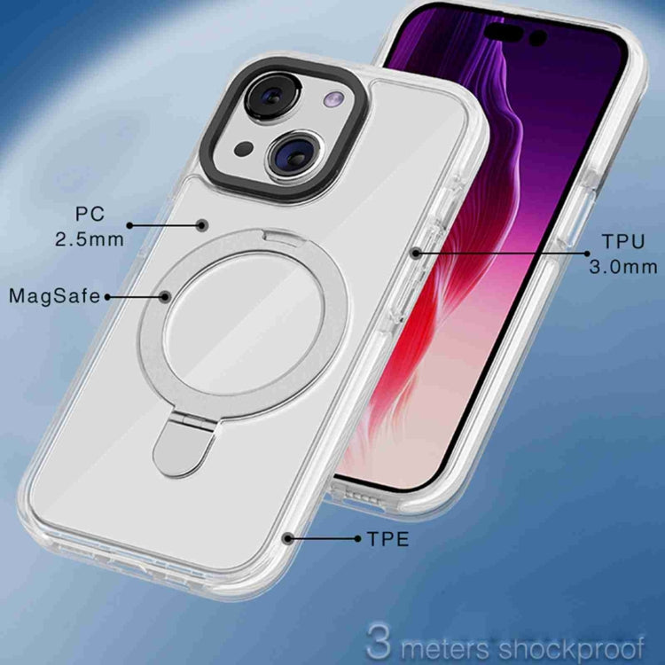 For iPhone 15 Pro Kingsteel Wolf MagSafe Holder Transparent Phone Case(White) - HoMEdemic™ 