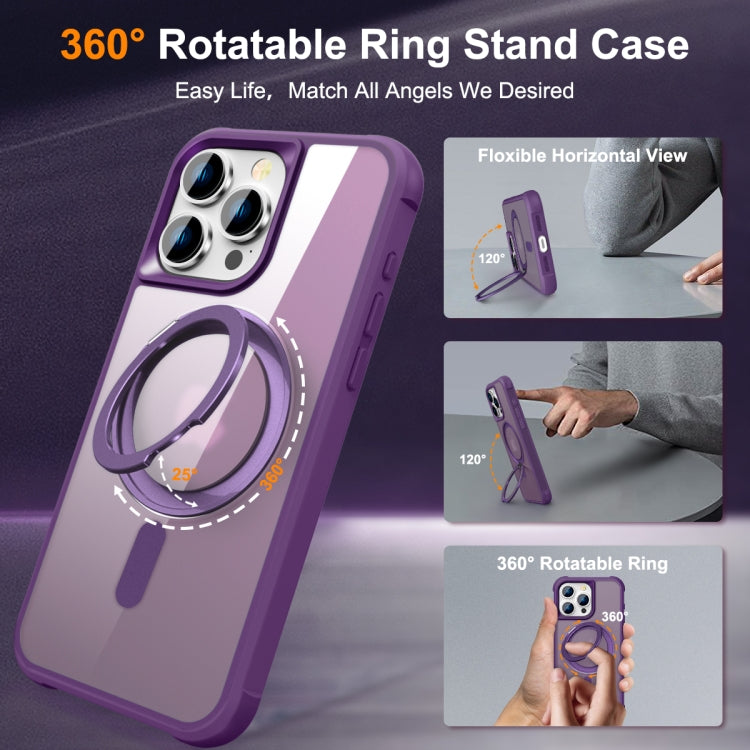 For iPhone 15 Pro Max MagSafe Magnetic Rotating Holder Phone Case(Purple) - HoMEdemic™ 
