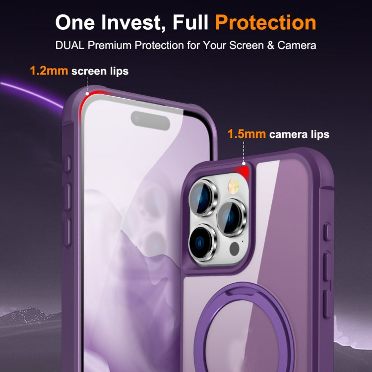 For iPhone 15 Pro Max MagSafe Magnetic Rotating Holder Phone Case(Purple) - HoMEdemic™ 