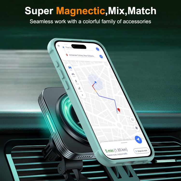 For iPhone 15 Pro MagSafe Magnetic Rotating Holder Phone Case(Lake Blue) - HoMEdemic™ 