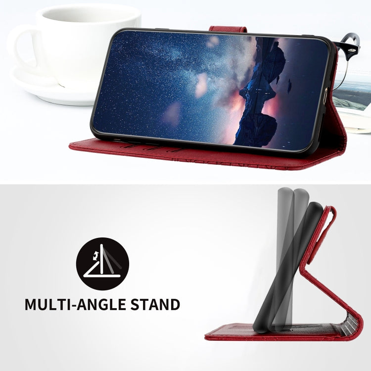 For iPhone 15 Pro Max Rhombic Texture Leather Phone Case with Lanyard(Red) - HoMEdemic™ 