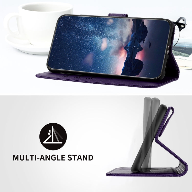 For iPhone 15 Pro Rhombic Texture Leather Phone Case with Lanyard(Purple) - HoMEdemic™ 
