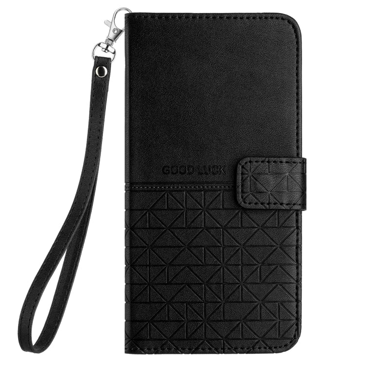 For iPhone 15 Pro Rhombic Texture Leather Phone Case with Lanyard(Black) - HoMEdemic™ 