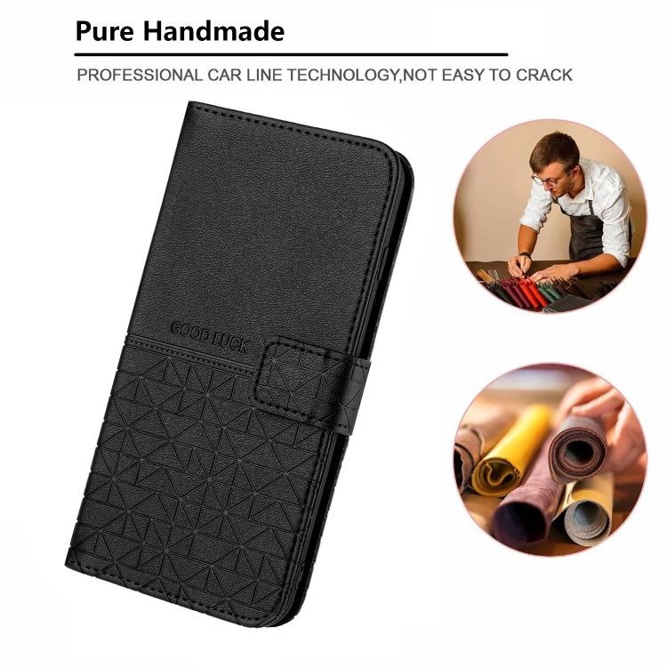 For iPhone 15 Pro Rhombic Texture Leather Phone Case with Lanyard(Black) - HoMEdemic™ 