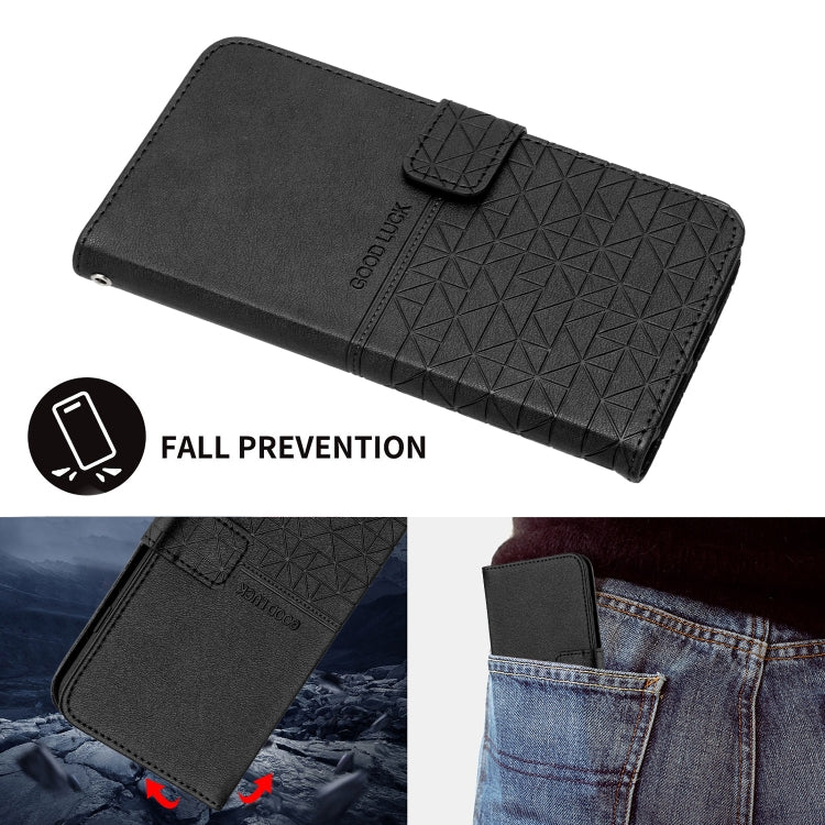 For iPhone 15 Pro Rhombic Texture Leather Phone Case with Lanyard(Black) - HoMEdemic™ 