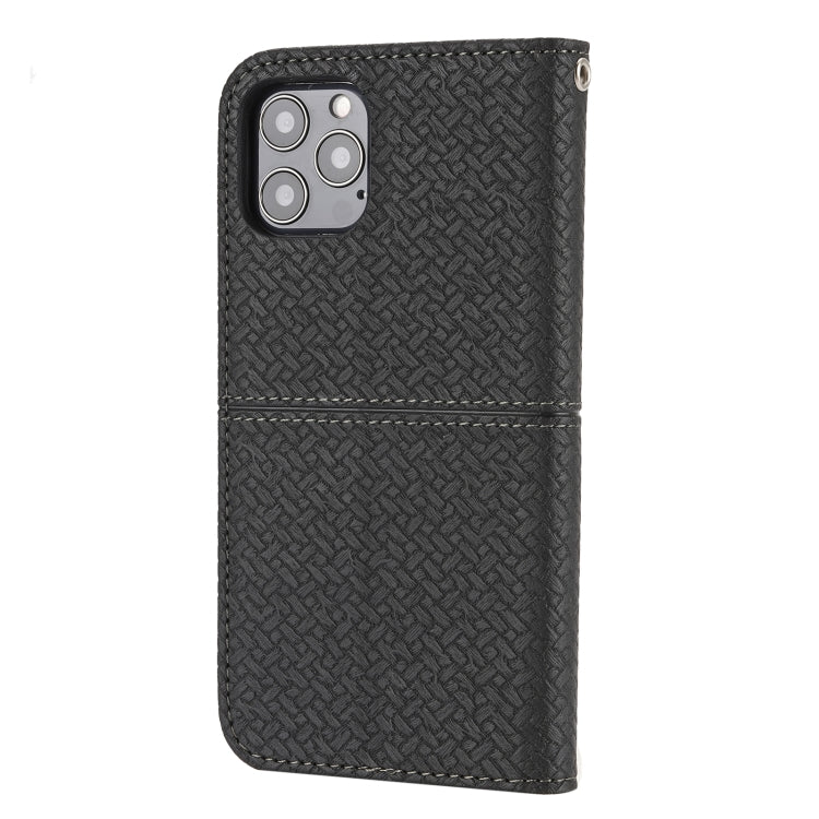 For iPhone 15 Pro Max Woven Texture Stitching Magnetic Leather Phone Case(Black) - HoMEdemic™ 