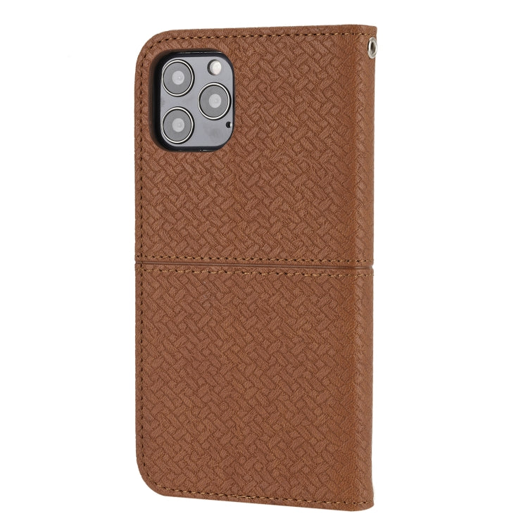 For iPhone 15 Pro Woven Texture Stitching Magnetic Leather Phone Case(Brown) - HoMEdemic™ 