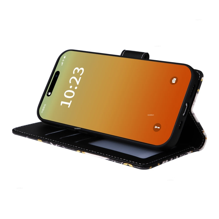 For iPhone 15 Pro Marble Bronzing Stitching Leather Phone Case(Black) - HoMEdemic™ 